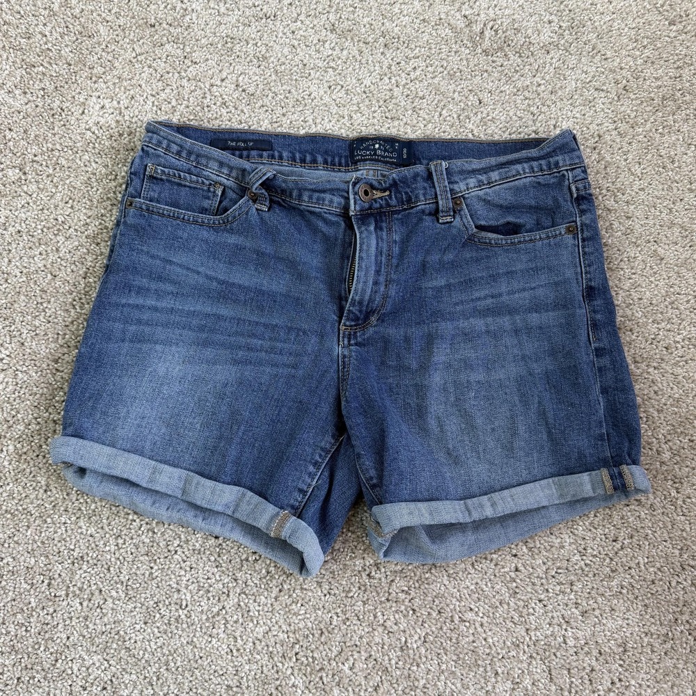 Lucky Brand Denim Shorts Womens 10 Blue The Roll Up Bermuda Cuffed Casual Summer